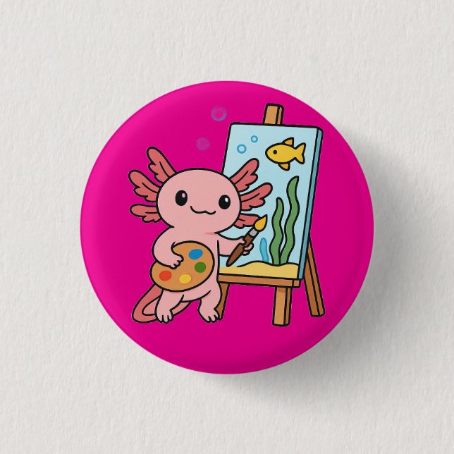 Schaltfläche niedliche Künstlerin Axolotl Button (Vorderseite)