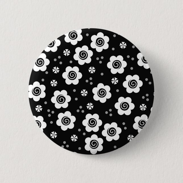 Schaltfläche "niedliche Schwarz-weiße Blume" Button (Vorderseite)