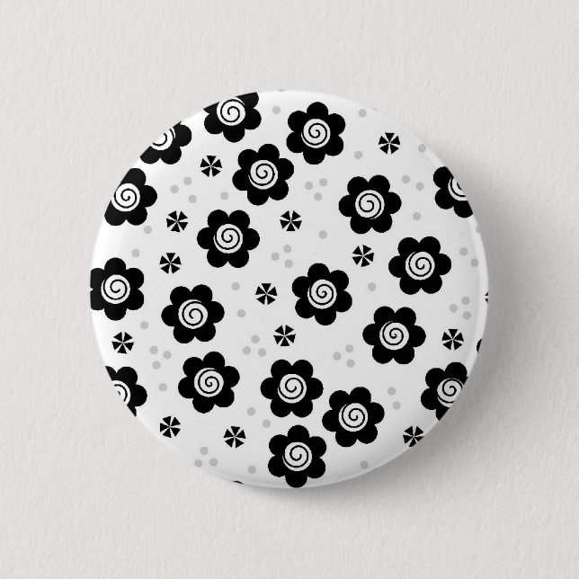 Schaltfläche "niedliche Schwarz-weiße Blume" Button (Vorderseite)