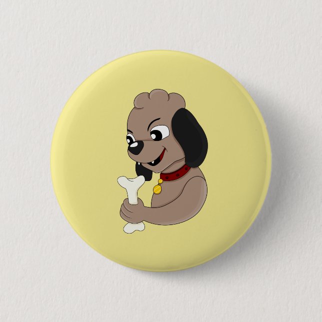 Schaltfläche "niedlicher Hund-Cartoon" Button (Vorderseite)