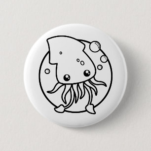 Schaltfläche "niedlicher Tintenfisch" Button