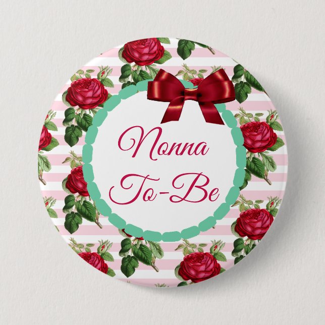 Schaltfläche "Nonna zu Rose mit Blumenmuster" Button (Vorderseite)