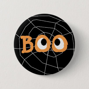Schaltfläche "Orange and Black Halloween Boo Eyeba Button