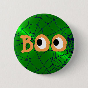 Schaltfläche "Orange and Green Halloween Boo Eyeba Button
