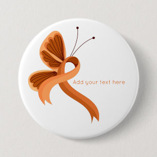 Schaltfläche "Orange Awareness Ribbon Butterfly" Button