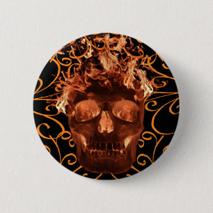 Schaltfläche "Orange Flaming Skull" Button