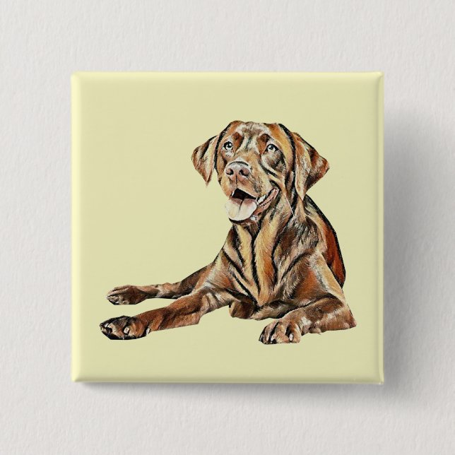 Schaltfläche "Pastel Zeichnend Schokolade-Labrador Button (Vorderseite)