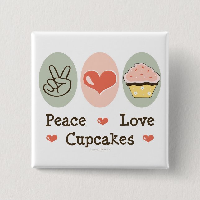 Schaltfläche "Peace Liebe Cupcakes" Button (Vorderseite)