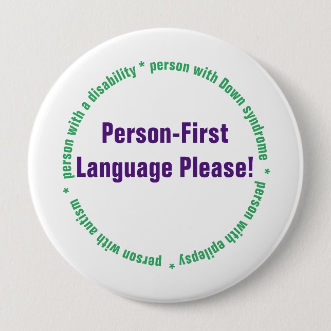 Schaltfläche "Person First Language" Button (Vorderseite)