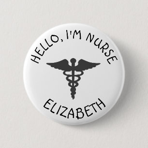 Schaltfläche "personalisiert Hello Im Nurse" (Name Button