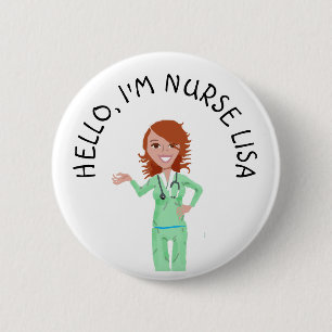 Schaltfläche "personalisiert Hello Im Nurse" (Name Button