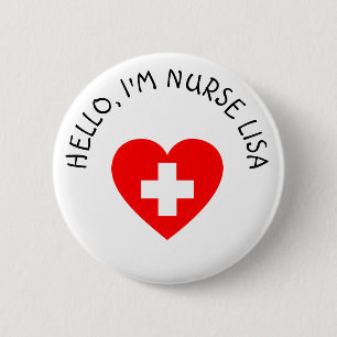 Schaltfläche "personalisiert Hello Im Nurse" (Name Button