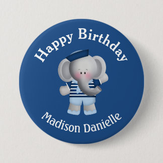 Schaltfläche "personalisiert Sailor Elephant Birth Button