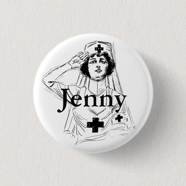 Schaltfläche "personalisierte Vintage Krankenversi Button (Vorderseite)