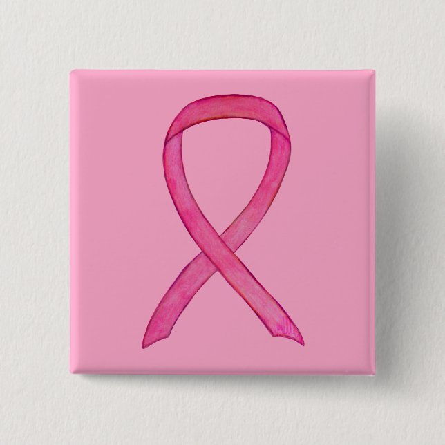 Schaltfläche "Pink Awareness Ribbon Custom Art But Button (Vorderseite)