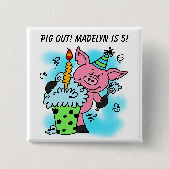 Schaltfläche "Pink Pig Birthday" Button (Vorderseite)