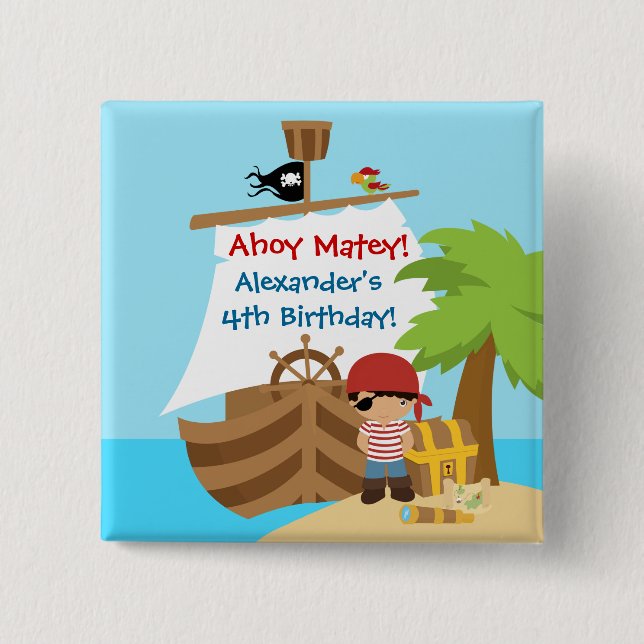 Schaltfläche "Pirate Ship Boy Birthday Party" Button (Vorderseite)