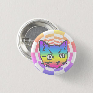 SCHALTFLÄCHE "PIXEL KITTY CAT PSYCHEDELIC RAINBOW" BUTTON