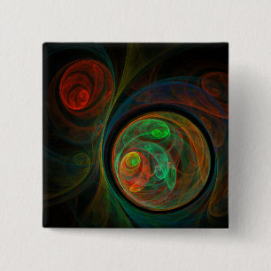 Schaltfläche "Rebirth Green Abstrakt Art" (Quadrat Button
