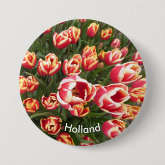 Schaltfläche Red and White Tulip Field Holland Button