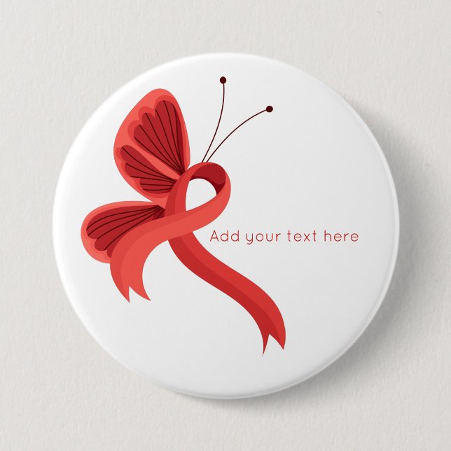 Schaltfläche "Red Awareness Ribbon Butterfly" Button (Vorderseite)