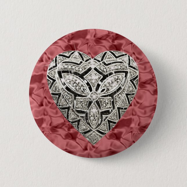 Schaltfläche "Red Round Elegant Designer Heart" Button (Vorderseite)