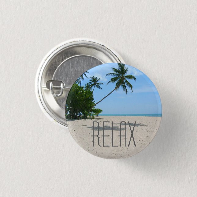 Schaltfläche "Relax" des tropischen Strandes Button (Vorne & Hinten)