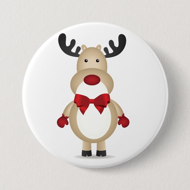 Schaltfläche "Rentier Tragen der Red Bow-Krawatte" Button (Vorderseite)