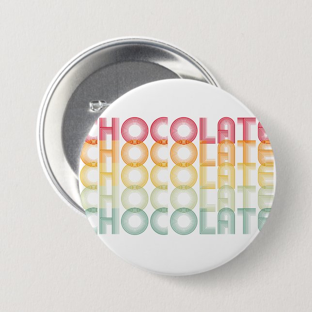Schaltfläche Retro Chocolate Rainbow Button (Vorne & Hinten)
