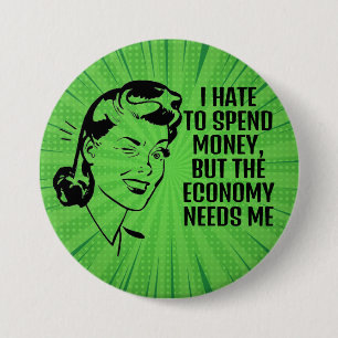 Schaltfläche "Retro Funny Shopping Quote" Button
