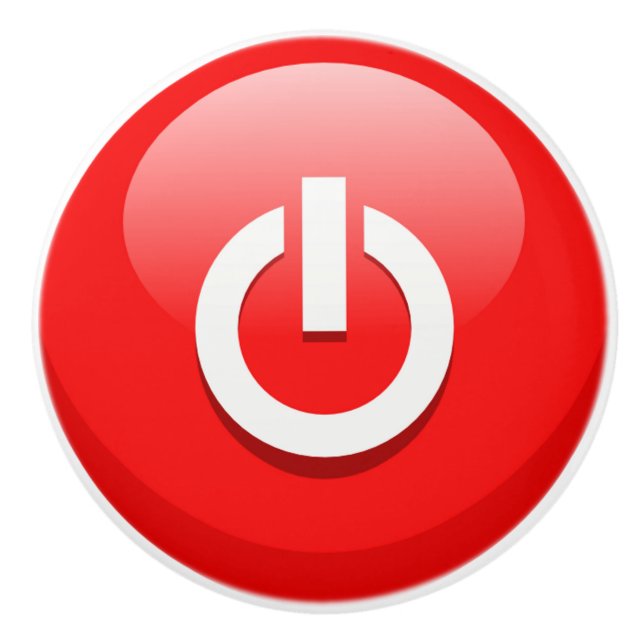 Schaltfläche "Riesenroter Power" Keramikknauf (Vorderseite)