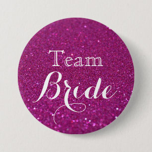 Schaltfläche "Rosa Glitzer Wedding Team Bride" Button