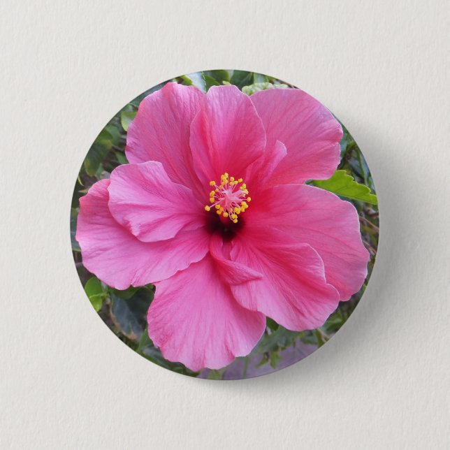Schaltfläche "Rosa Hibiskus" Button (Vorderseite)