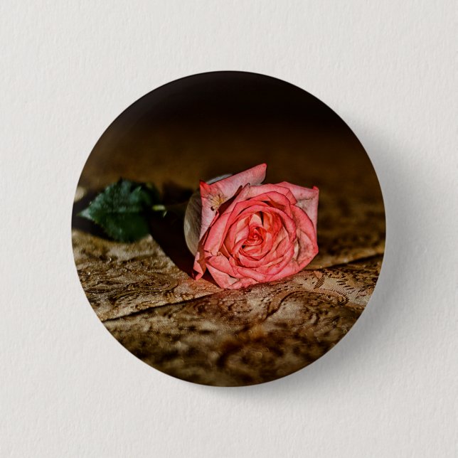 Schaltfläche Rose Nah-Nach-oben Button (Vorderseite)