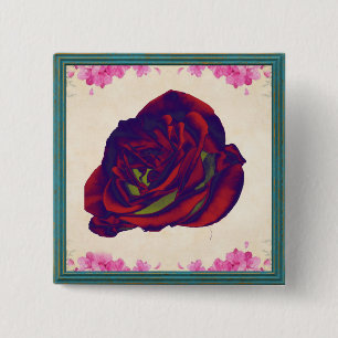 Schaltfläche rote Rose Button