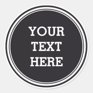 SCHALTFLÄCHE RUND Schwarzweiß + Ihr Text Runder Aufkleber