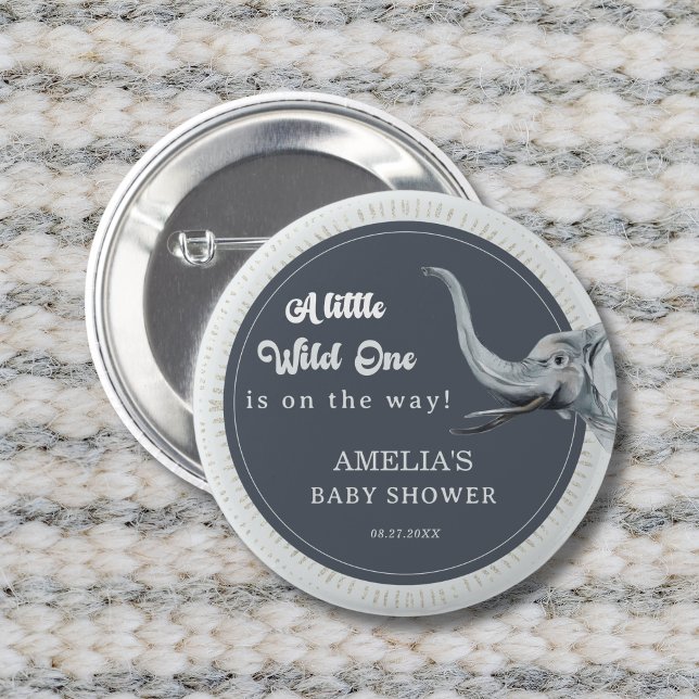 Schaltfläche "Safari Elephant Baby Shower Party" Button (Von Creator hochgeladen)