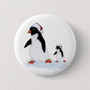 Schaltfläche Santa Penguins Button
