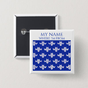 Schaltfläche "SCANDIA BLUE STRICK Square Name Tag" Button