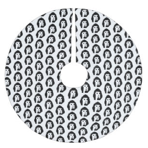 Schaltfläche "Schwarz-weißer Kryptopunk-Schlüssela Polyester Weihnachtsbaumdecke