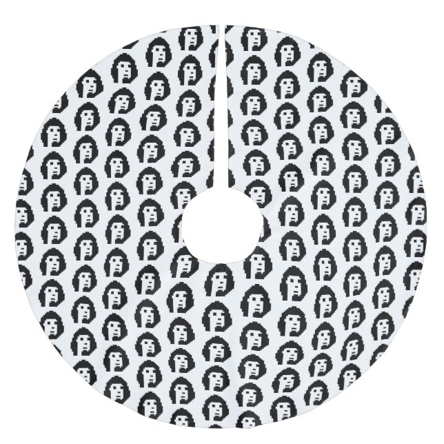 Schaltfläche "Schwarz-weißer Kryptopunk-Schlüssela Polyester Weihnachtsbaumdecke (Vorderseite)