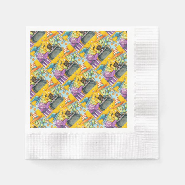 SCHALTFLÄCHE, SCHWARZE KATZE- UND HALLOWEEN BREW SERVIETTE (Vorderseite)