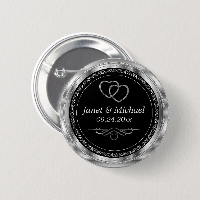 Schaltfläche Schwarze und metallische Silber Button (Vorne & Hinten)