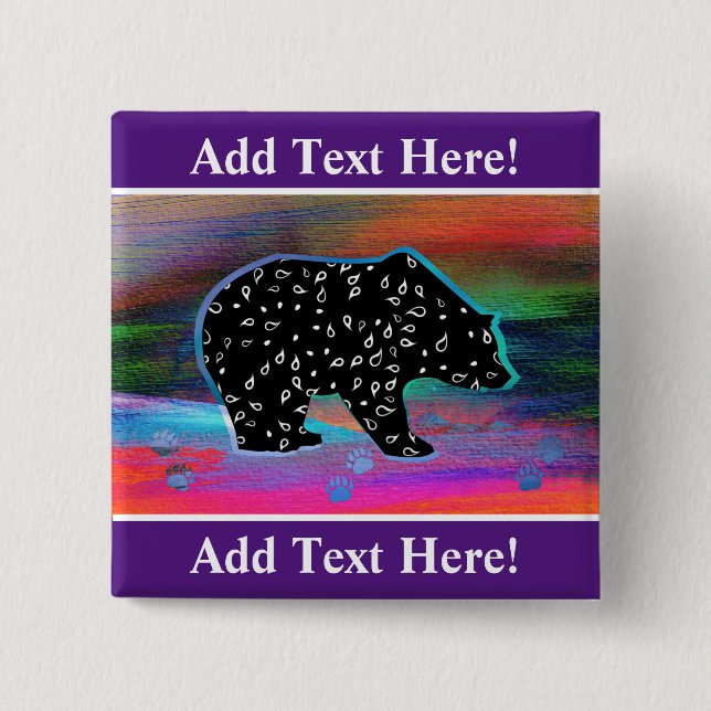 Schaltfläche "Schwarzer Bär Spirit Northern Lights Button (Vorderseite)