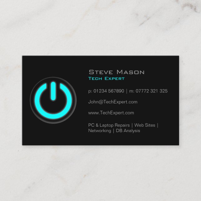 Schaltfläche "Schwarzer Power", Technologie - Visi Visitenkarte (Vorderseite)