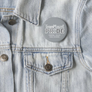 Schaltfläche "Silver Gray School Pride Mascot Name Button