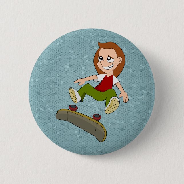 Schaltfläche "Skateboarding Girl Cartoon" Button (Vorderseite)