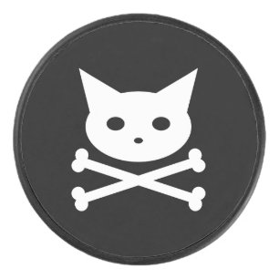 Schaltfläche "Skull Kitty" Eishockey Puck