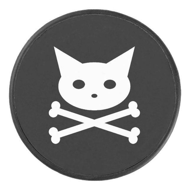 Schaltfläche "Skull Kitty" Eishockey Puck (Vorderseite)