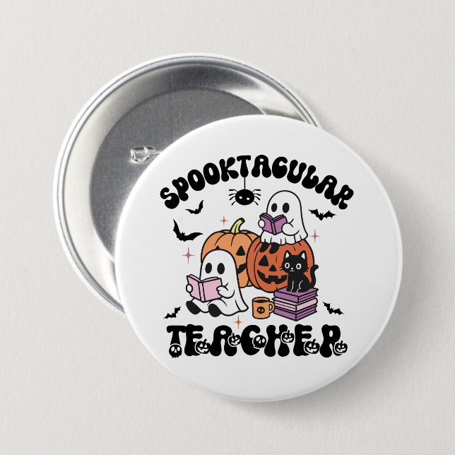 Schaltfläche "Spooktacular Teacher Ghosts Hallowee Button (Vorne & Hinten)